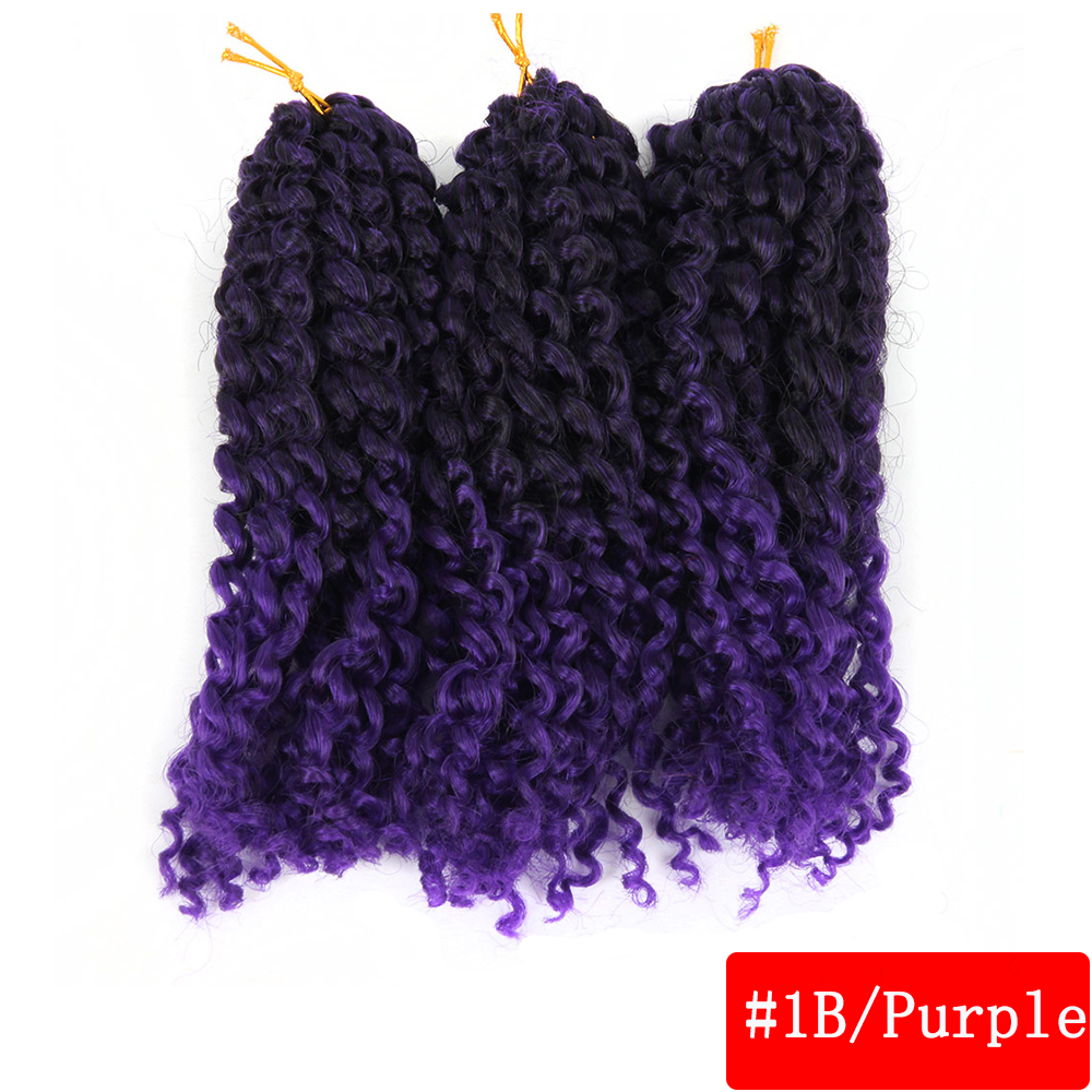 Pageup Marley Braids Hair For Women Ombre 1B/Blue 8 Inch Synthetic Crochet Braids Braiding Hair Extensions 3Pcs/Pac: 1B-Purple