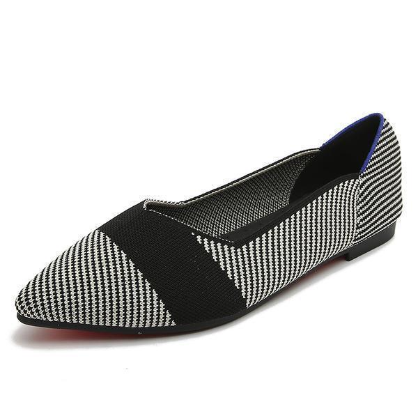 Ballerine Donna Punta Classica Nere E Beige, Slip On, Suola Flessibile In Gomma, Comode Per Tutti I Giorni - 3
