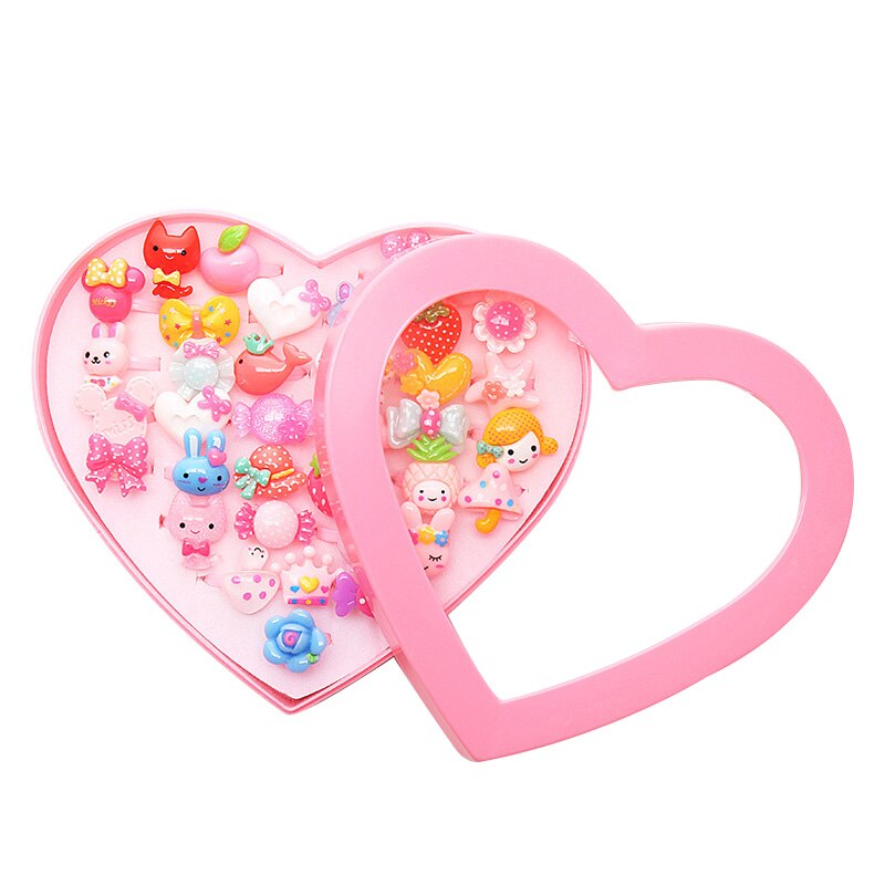 Girls Ring Jewel Cartoon Animal Styled Rings with Heart Shape Storage Case BM88