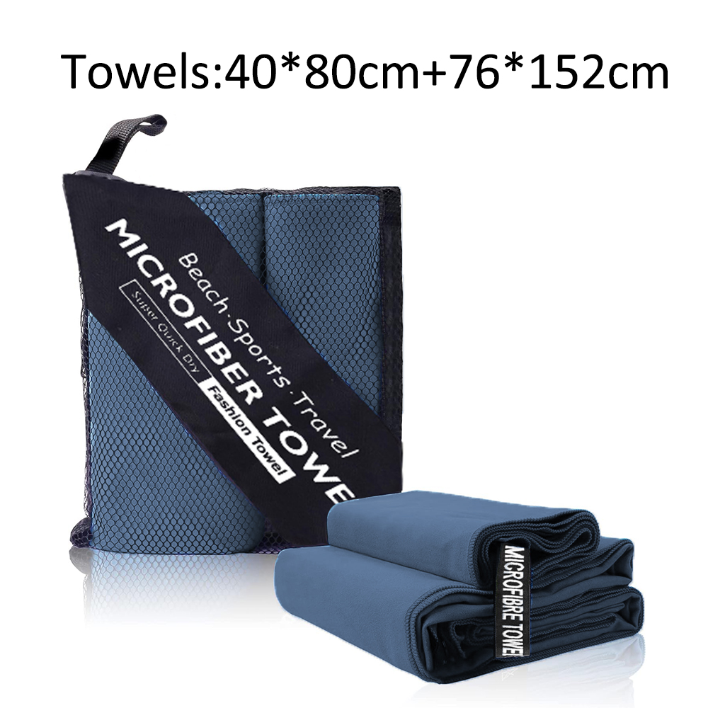 2-er- Pack mikrofaser-schnelltrocknungshandtücher: kompakt, weich, leicht und Ideal für Camping, wandern, fitnessstudio, Yoga, Strand, Sport und schwimmen.: Marineblau