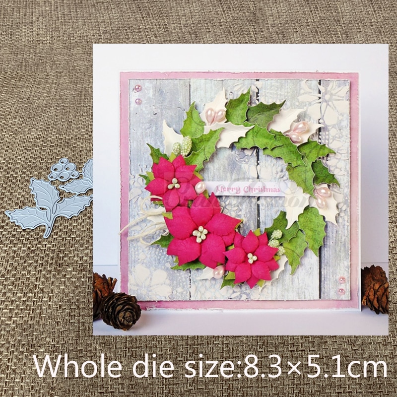 Troqueles de corte de Metal para manualidades, troqueles de corte, decoración de hojas de Navidad, álbum de recortes, tarjeta de papel artesanal en relieve