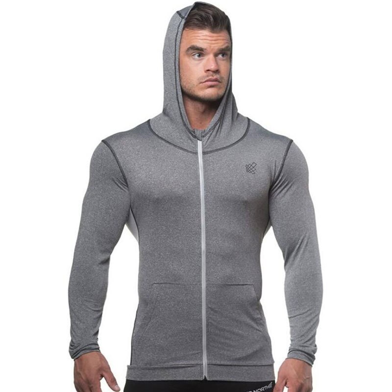 herbst Neue Sport Mit Kapuze Sweatshirt Dünne Schnell trocknend Atmungs Zipper Strickjacke Gym Anzug Mann Pullover und Pullover Jogging