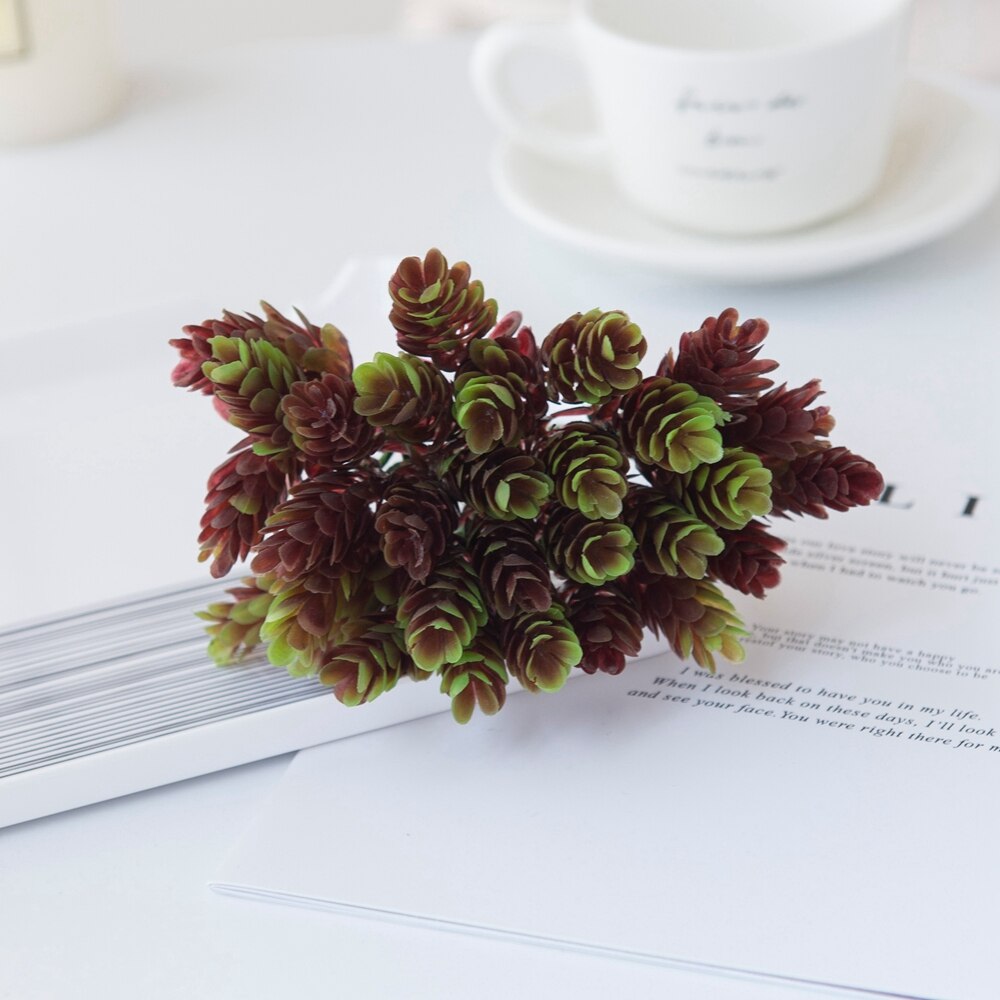 6 Stuks/Bundel Ananas Gras Plastic Kunstbloemen Diy Bonbondoos Vazen Voor Home Decor Tafel Bruiloft Bridal boeket: Bruin