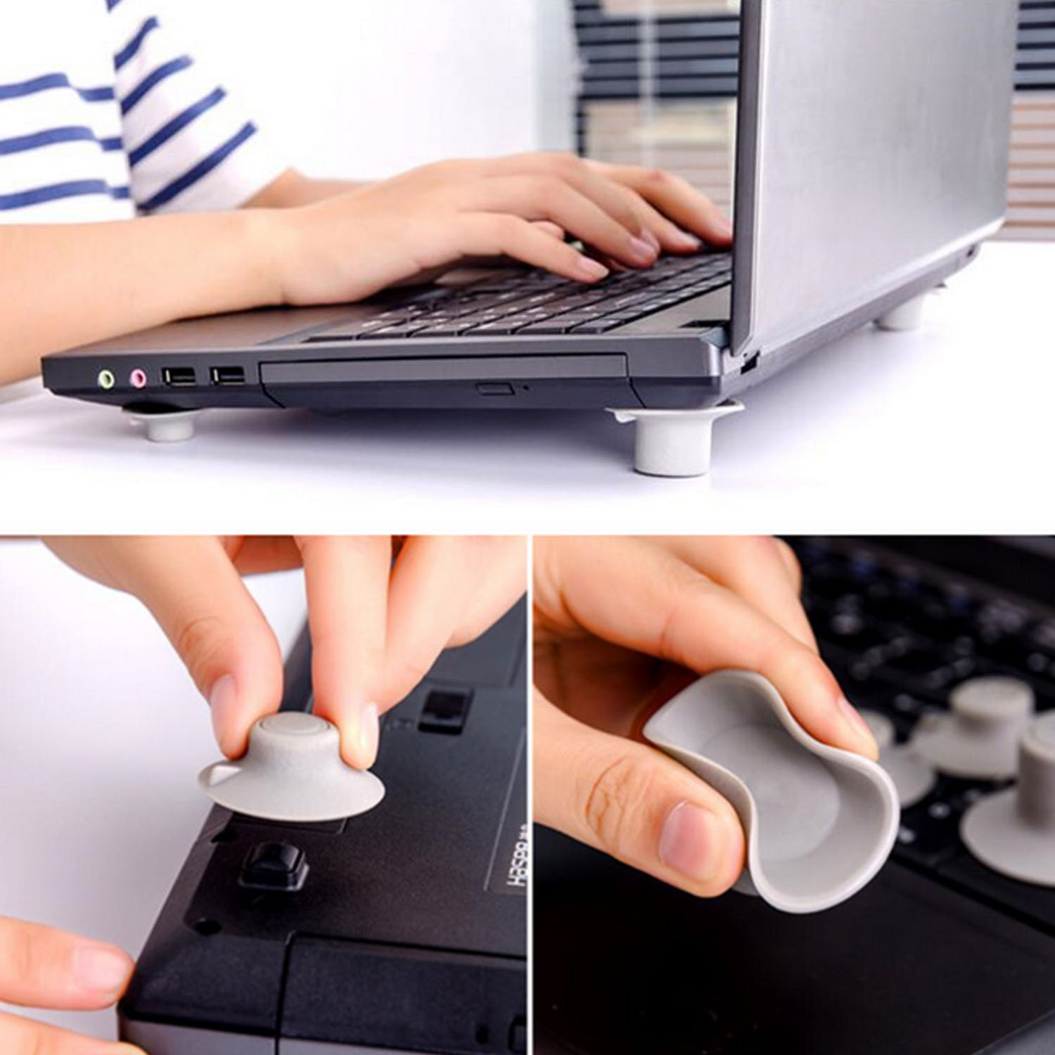 Besegad 4 st universell praktisk laptop kylning kylkuddar pad notebook halksäkra fötter värmereducerande kylställ hållare