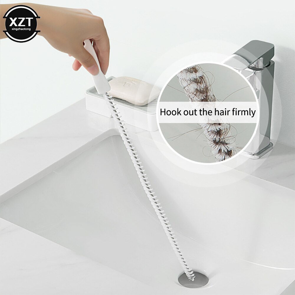 Cepillo de dragado de tuberías para baño, limpiador de drenaje Flexible, herramienta removedora de agujeros, tapón de zueco,