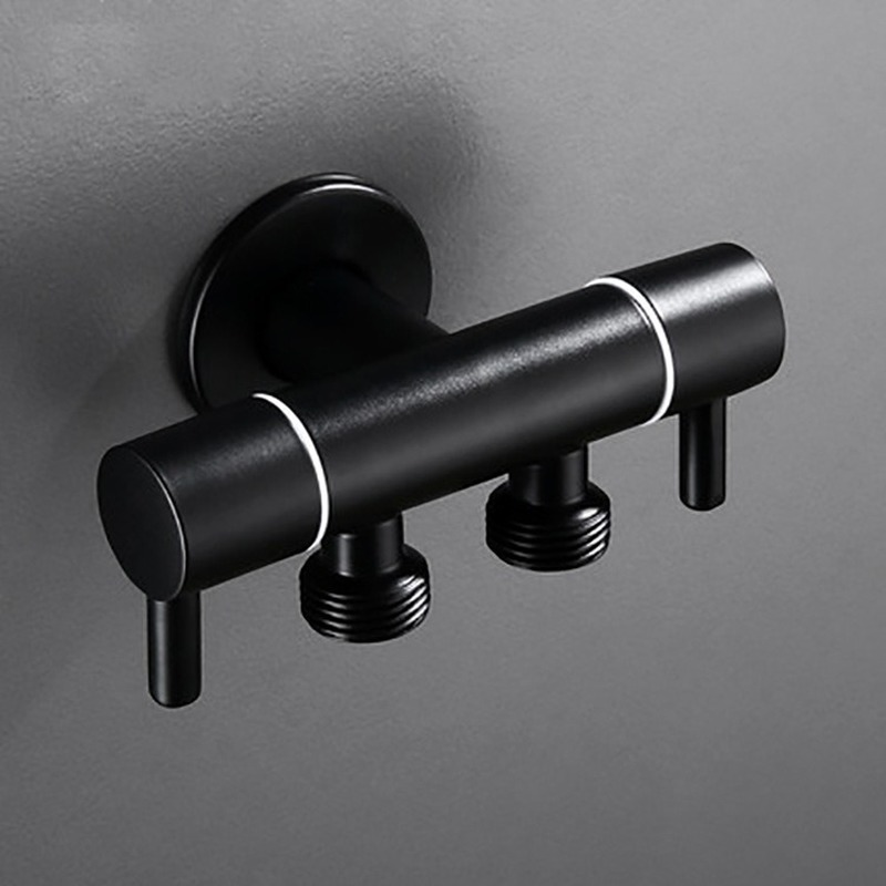 Angle ValvesBathroom Valve Faucets Black Stainless Steel Kitchen Cold Mixer Tap Accessories Standard G1/2 Threaded