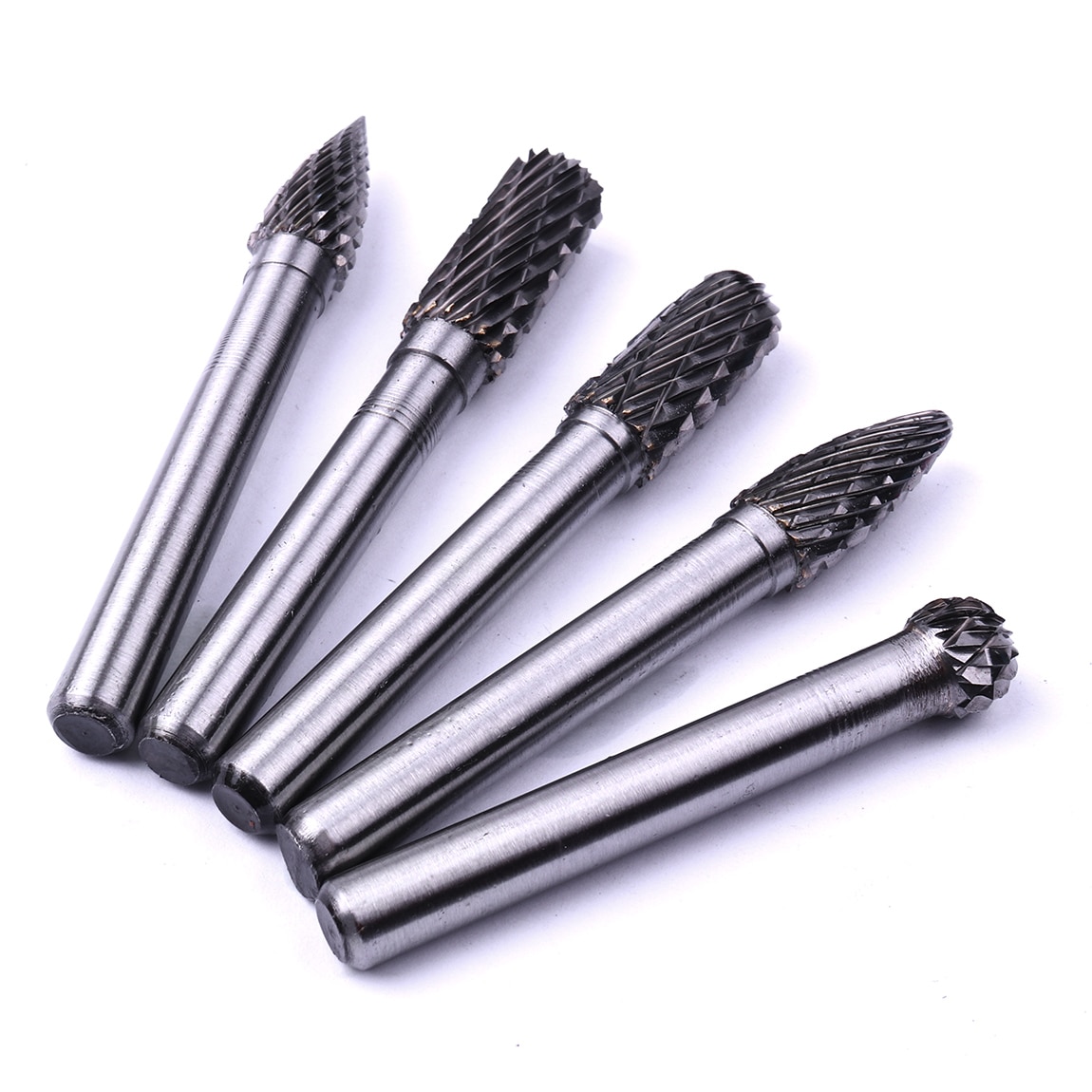5 stuks één set roterende vijlen van wolfraamcarbide, frezen, schachtdiameter 6mm metaalbewerkingsvijlen