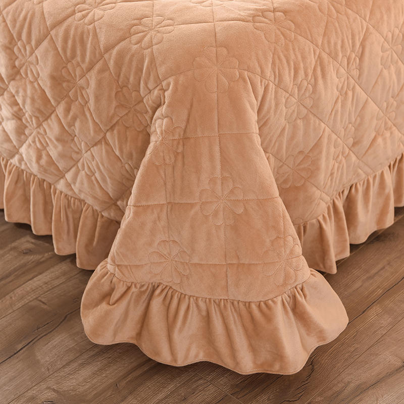 Crystal Fluwelen Dikker Sprei Hoeslaken Effen Kleur Warm Bed Cover Sprei (Of Kussensloop) King Queen Size Beddengoed