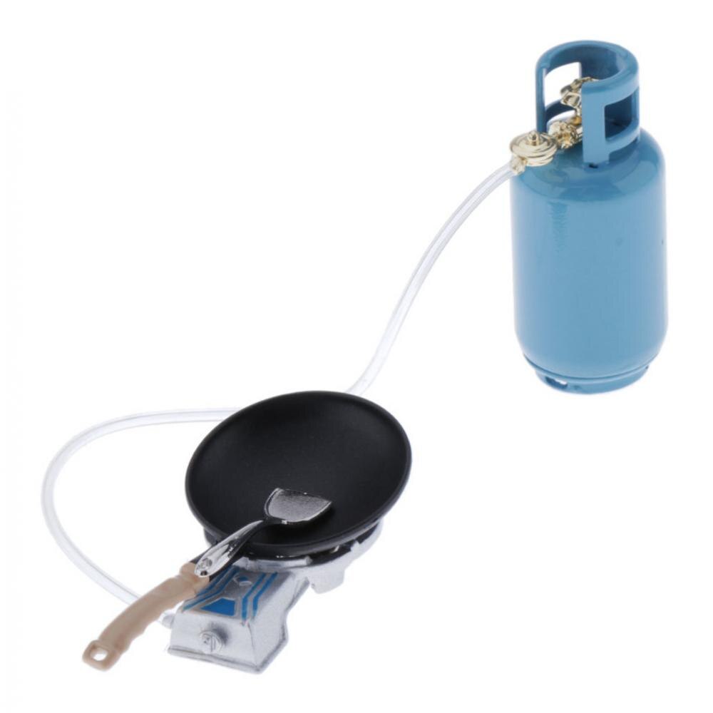 Miniatuur Gas Tank Kookplaat Pan Schop Model Speelgoed Voor 1/12 Dollhouse Keuken