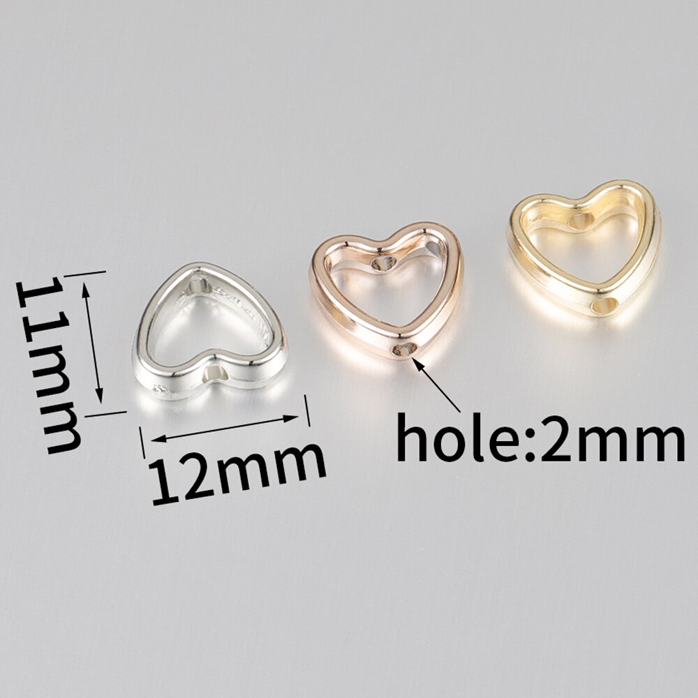 50 sztuk Love Heart dwa otwory CCB koraliki rama Spacer koraliki naszyjnik DIY złącza bransoletki wisiorki akcesoria do wyrobu biżuterii