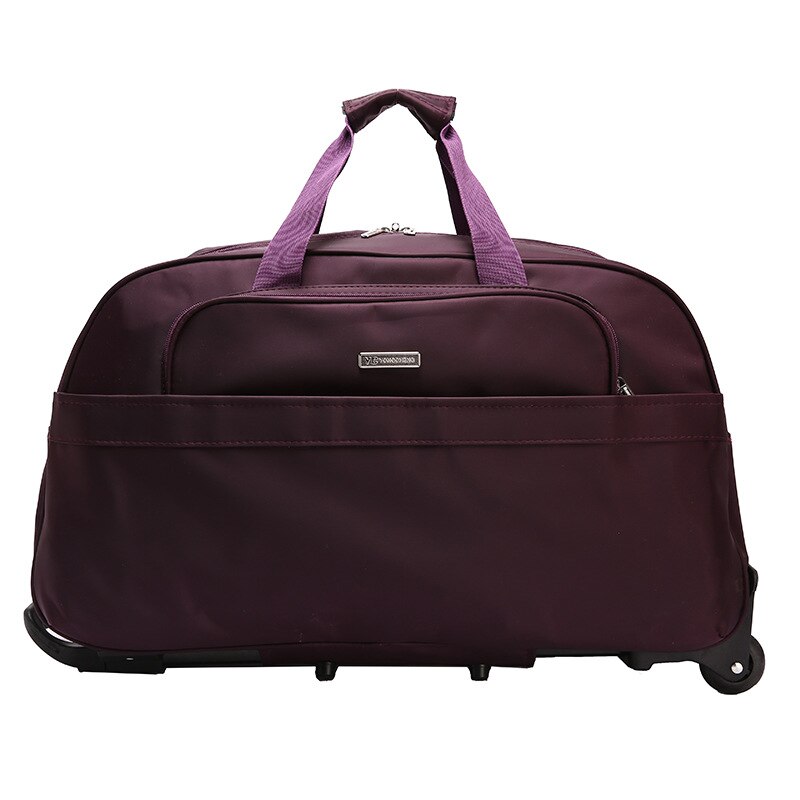 Firstmeet trole mala de viagem saco sobre rodas moda masculina carry on travel bag boarding grande bagagem bolsa de viagem: Purple