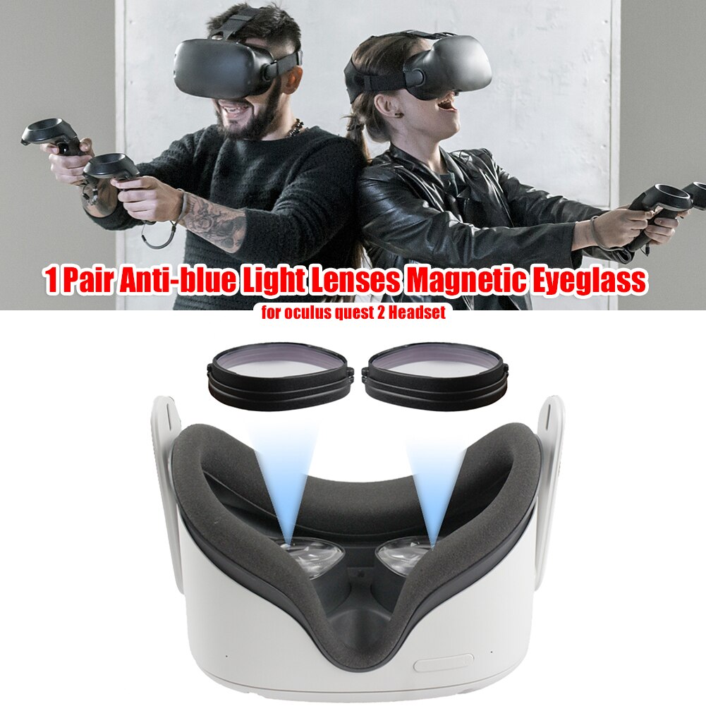 1 paar magnetische brillenfassung mit blaulichtfilter und schnellverschluss für vr-brillen der oculus quest 2 vr