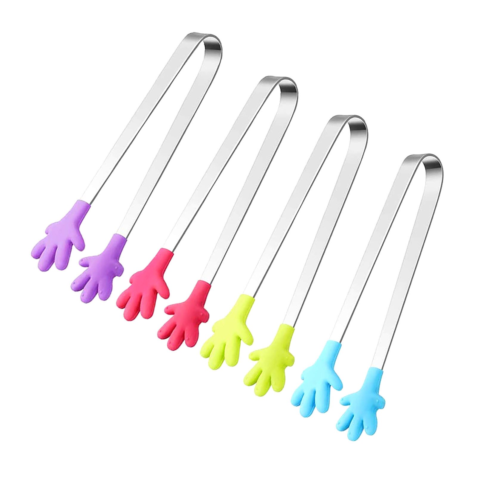 Stainless Steel Heat Resistant Kitchen Tong Ice Tong Small Non-slip Silicone Bread Tong Kitchen Tools Bbq Tools Accessories: 4pcs