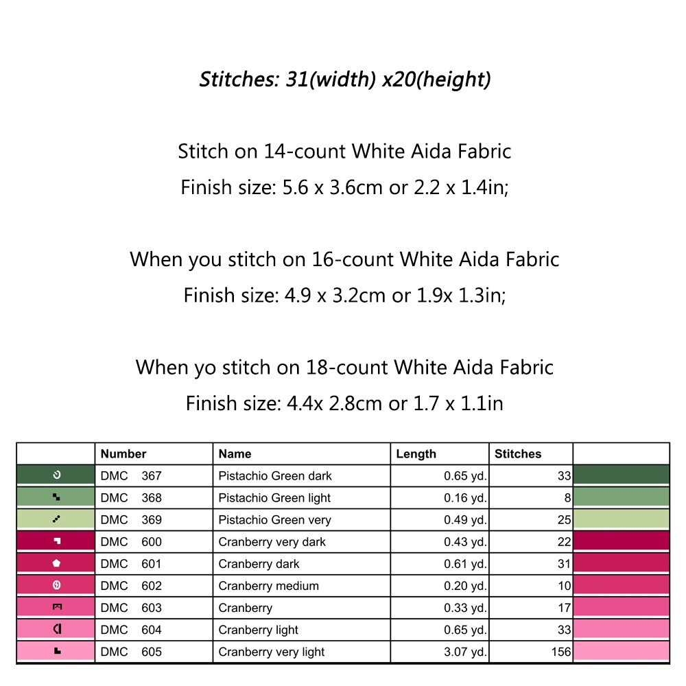 Cute Peach Cross Stitch Pattern Chart DMC Symbol Color Chart