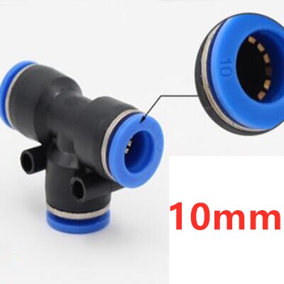 4mm 6mm 8mm 10mm 12mm Pneumatische Slang Plastic 3 Way Tee Quick Connectors Adapters: 10mm-10mm-10mm