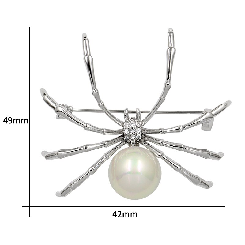 baiduqiandu Brand Gun Black Color Plated Copper Spider Brooch with Cubic Zirconia Crystal Diamante: white