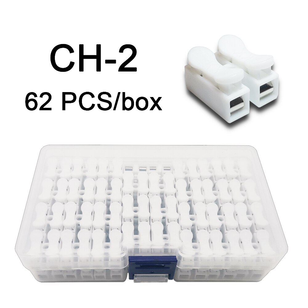 Mini Fast Boxed Wire Connector SPL-2/3/4 SPL-42/62 Compact Conductor Spring Wiring Connector Conductor Push-in Terminal Block: CH-2 62PCS