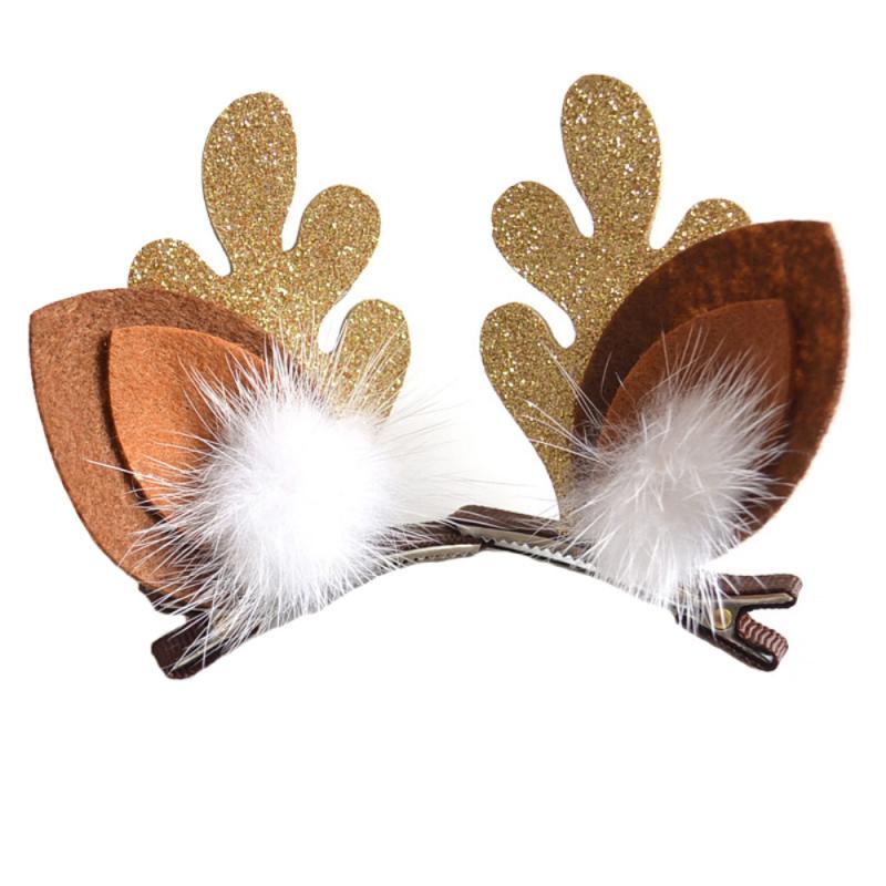 Kerst Pluche Haarspeld Pluche Bal Winter Kinderen Haarspeld Top Clip Elanden Eendenbek Gewei Kerst Haaraccessoires: Light Grey