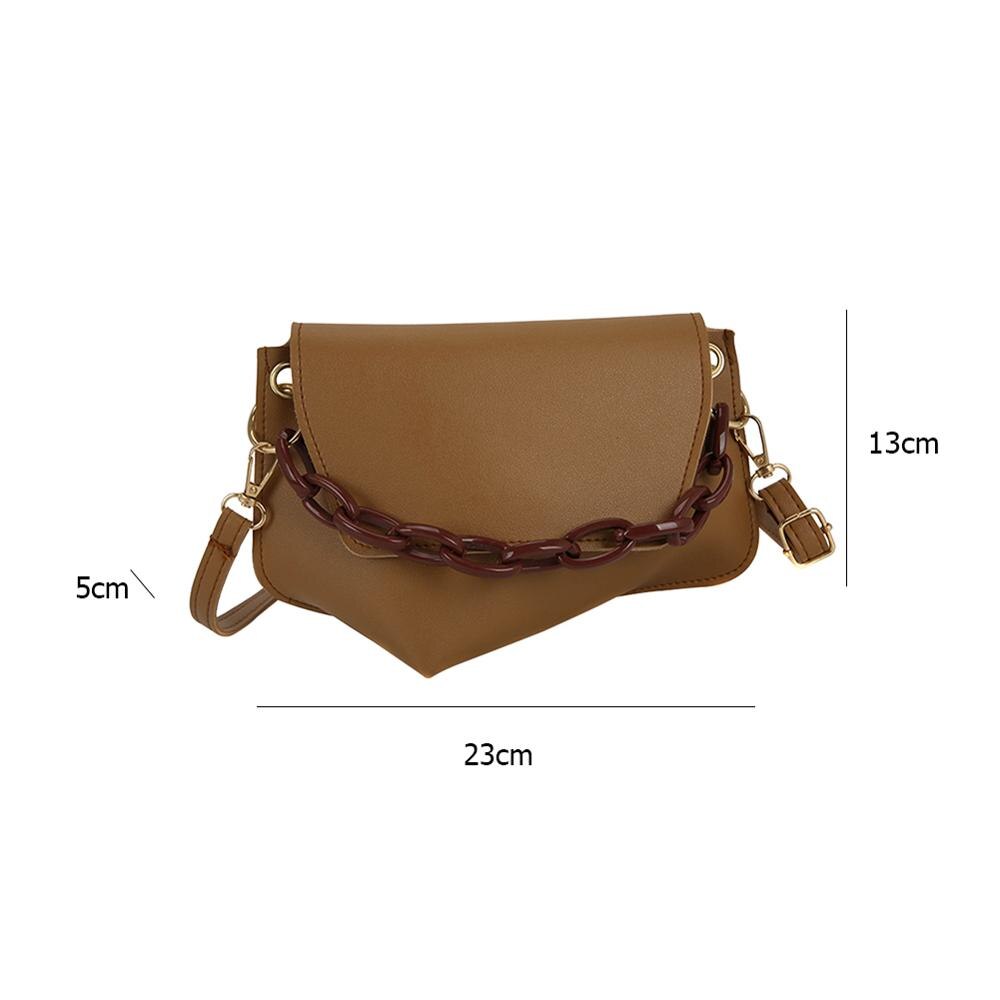 Popular simples feminino diário saco feminino irregular em forma saco do mensageiro couro acrílico corrente bolsa de ombro aleta