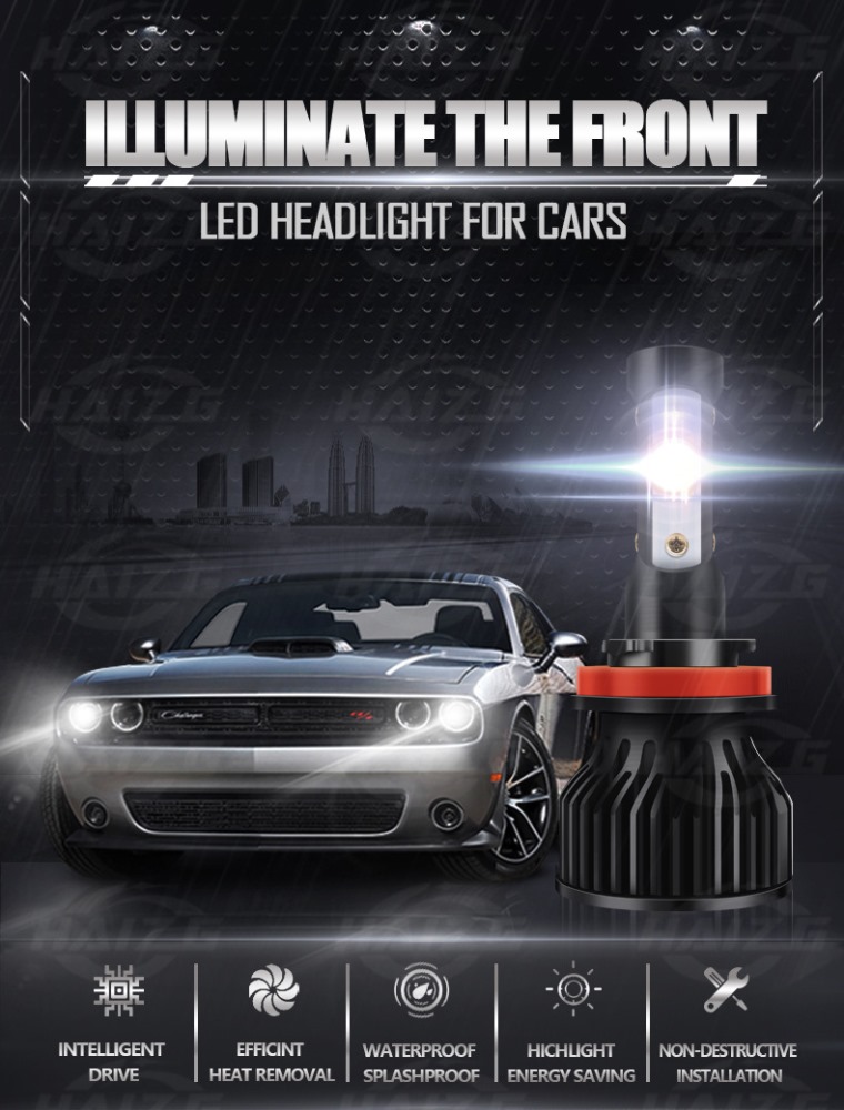 2 STKS LED-koplampen 4 zijden voor H11 H4 H7 9005 9006 2 zijden voor H3 H1 880 6500 K witte autokoplamp 12 V vier lichtgevende gezichten