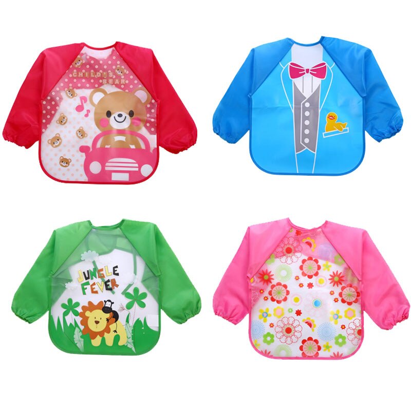 Infants Children Long Sleeve Waterproof Eva Overclothes Cartoon Baby Bib