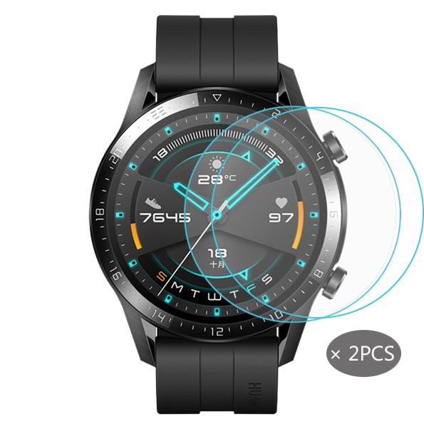 (2- pack) gehard glazen beschermfolie voor de huawei watch  gt2 46mm watch smartwatch schermbeschermer