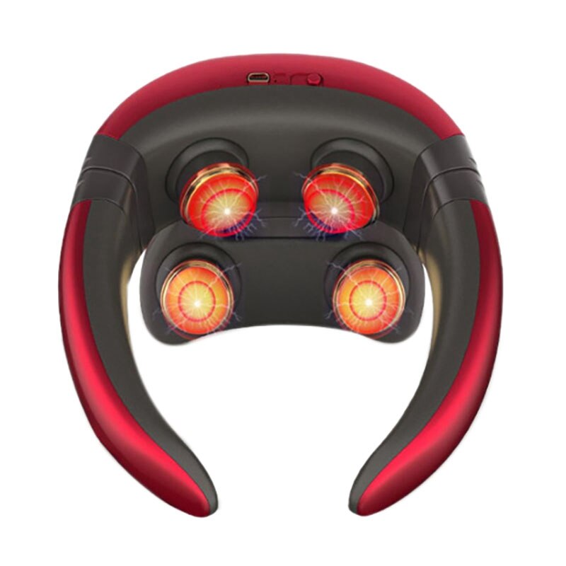 Neck Massager Shoulder Cervical Massager Multifunctional Electric Compress Pulse Neck Protector: Wijn Rood