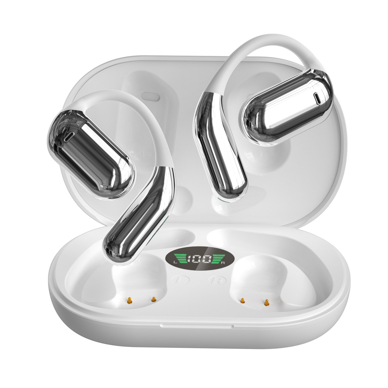 Auricolari traduttore AI Cuffie Bluetooth Q16 EarClip Cuffie con cancellazione del rumore Traduttore istantaneo Auricolare vocale intelligente in tempo reale: WHITE