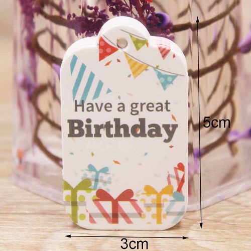 100pcs Happy Birthday Tag White Hang Tag DIY Paper Label Tag Garment Tags Party Paper Box Packing Label Cards: have a great