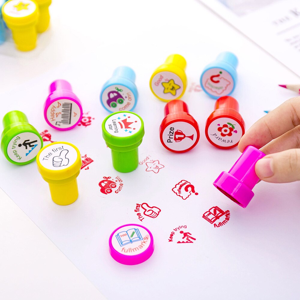 10pcs/Pack Teacher Seal Stamps Self-Inking Review For Education DIY Kids Student