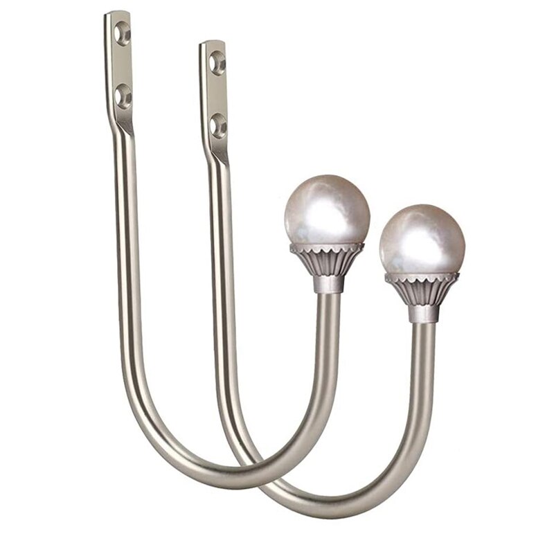 Decorative Curtain Drapery Holdbacks Wall Mounted Curtain Tieback U Shape Curtain Tiebacks Hooks for Home Office: Dark Khaki