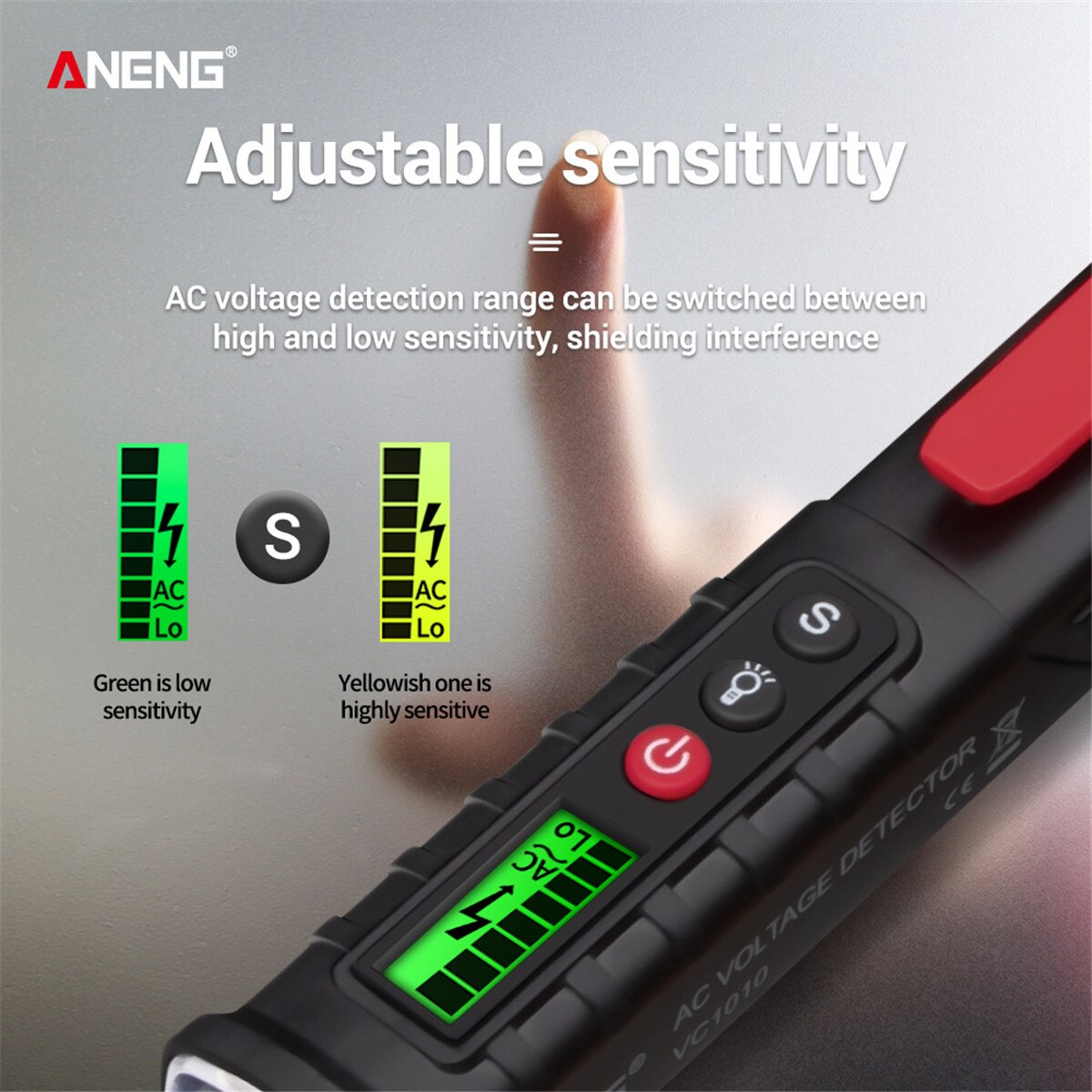 ANENG VC1010 12V-1000V Dual Range Electrical Tester Pen Non-Contact AC Voltage Tester with Variable Sensitivity
