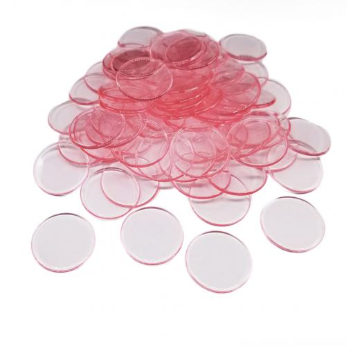 100 stk 19mm børn bingo chips gennemsigtige farver tælle matematik spil tællere markører plast børn undervisning tilbehør giftfri: Lys rose rød