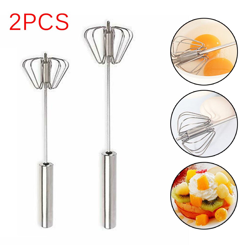 2 st vispar premium rostfritt stål hand push visp äggvisp mixer visp mix rör visp 26.2*5.6cm, 35.5*7cm