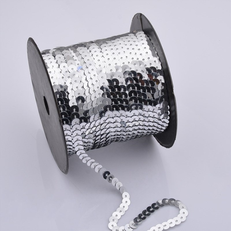 6mm lâche rond plat Sequin sur garniture couture Paillettes Paillettes ruban cordes pour vêtement accessoire bricolage artisanat Art décoration 5 yard