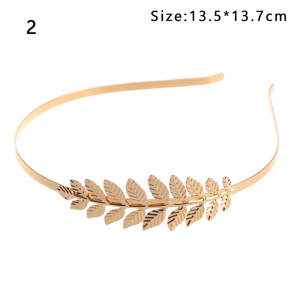 Gyllene retro blad hårband metall hår båge bröllop hår krona tiara hår kammar brud pannband dekor hår styling verktyg: 2