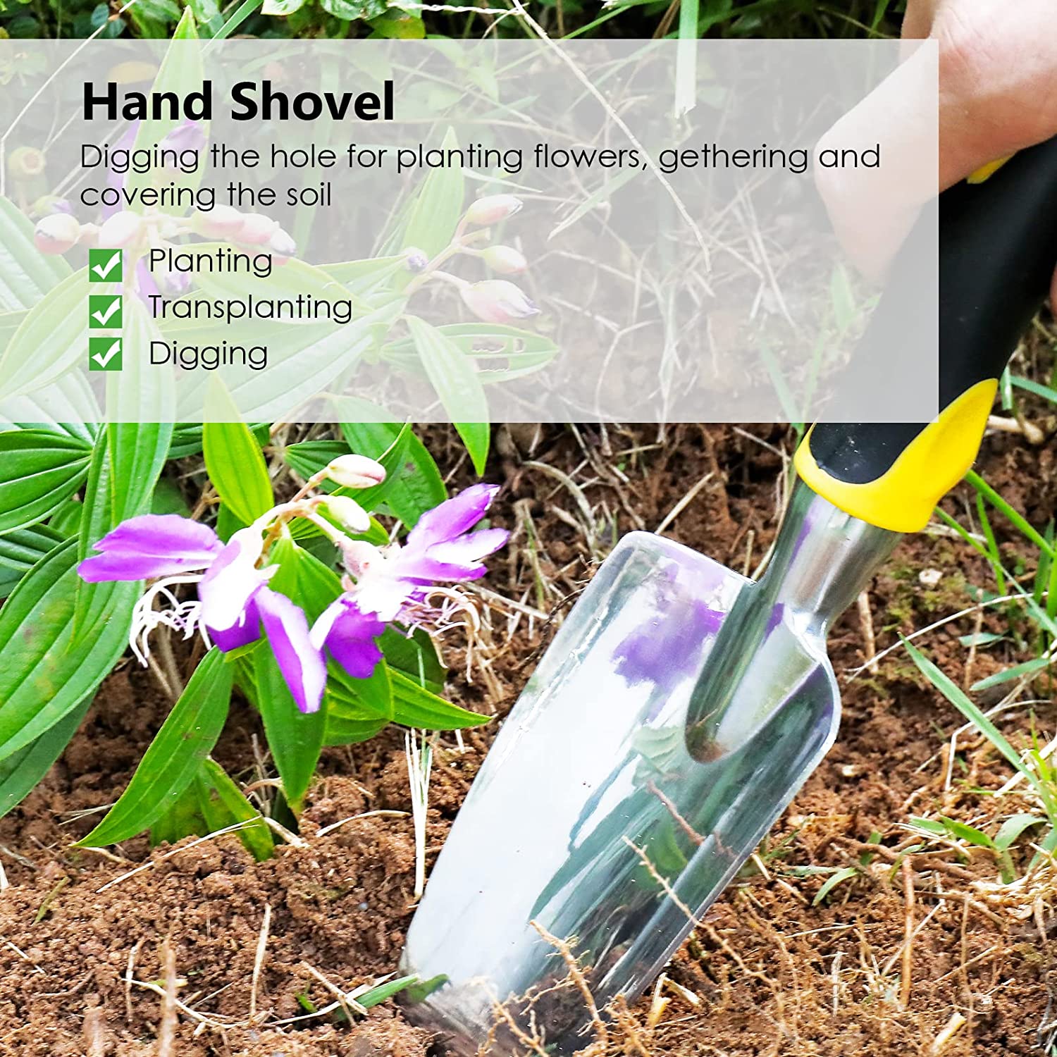 3 Piece Garden Tool Set Durable Aluminum Gardening Kit Includes Trowel Transplanter Cultivator Heavy Duty Garden Tool Kit Garden