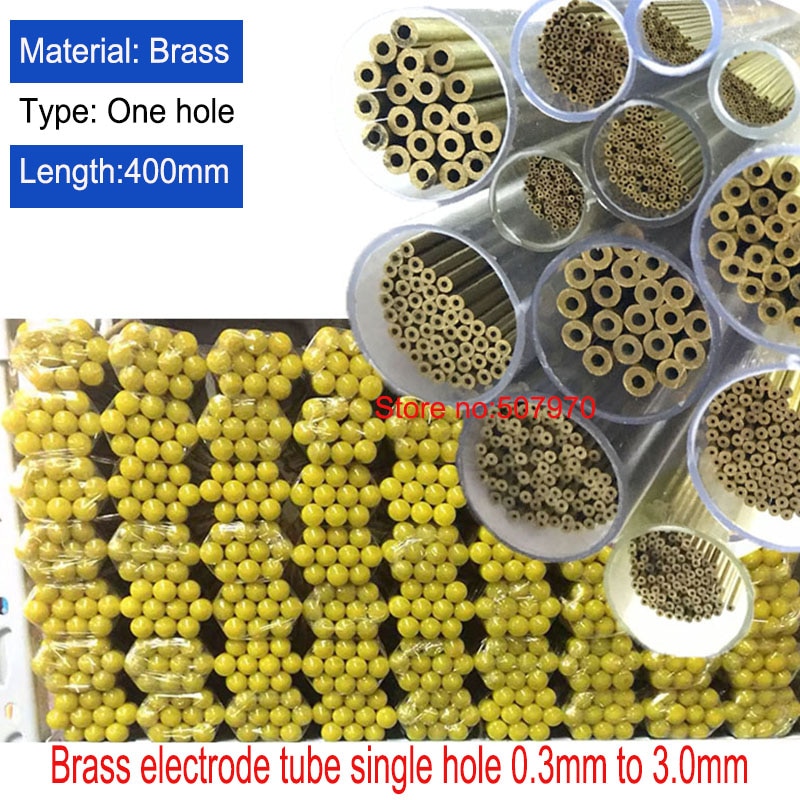 Wedm messingelektroderør 0.5/0.8/0.9/1.0/1.5*400mm dør enkelt hul til edm boremaskine