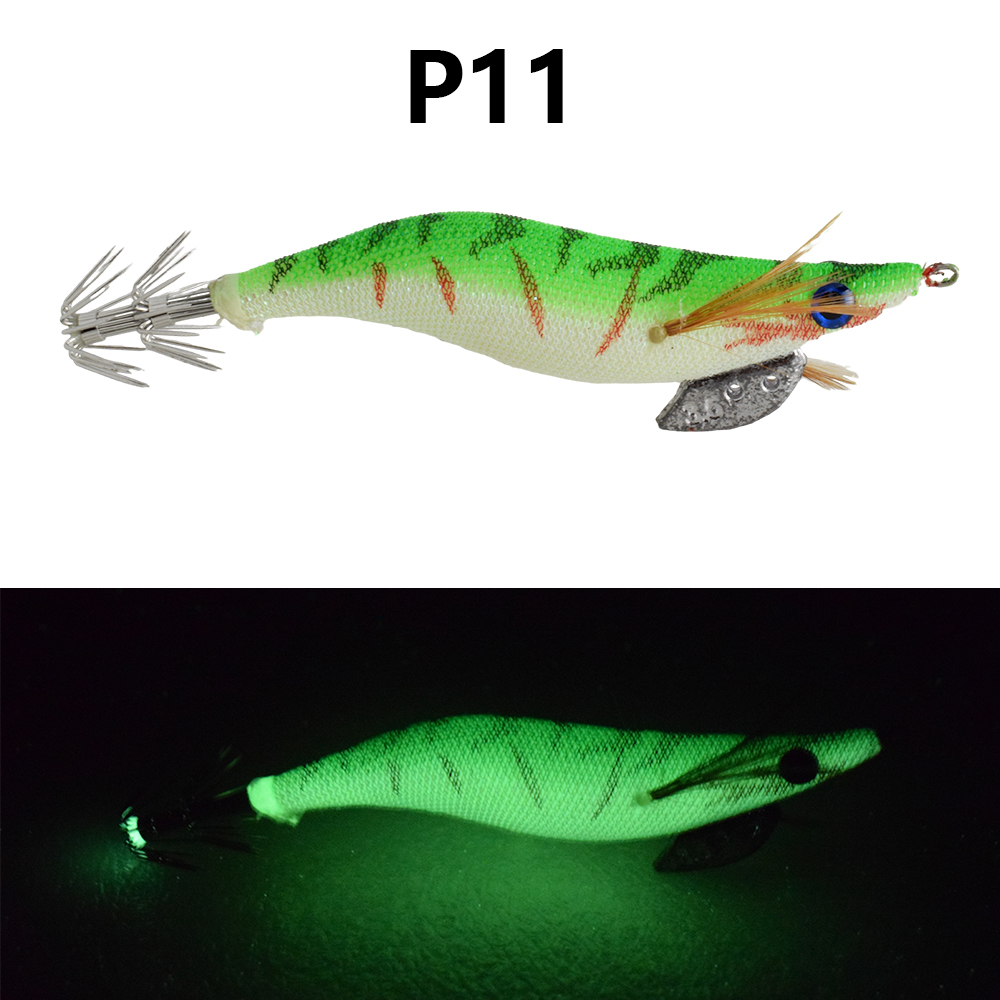 1 pieza de cebo luminoso para camarones de madera, equipado con anzuelo de calamar, cebo artificial para camarones de agua salada y agua dulce: Naranja