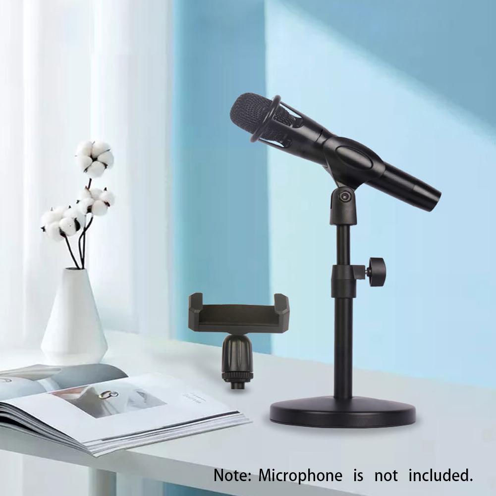 Microphone Stand Cell Phone Holder Phone Clip Mic Clamp Adjustable Table Mic Stand With Base For Conference Speech M3h7