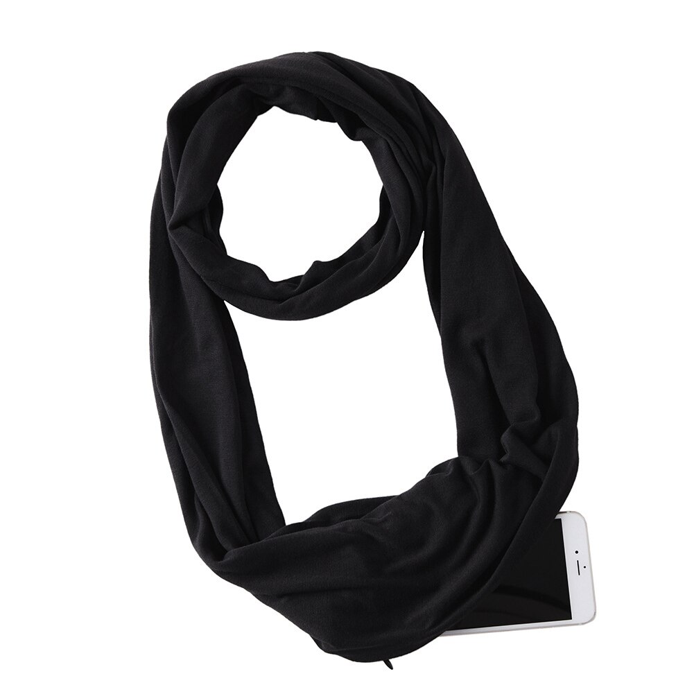 Effen Opslag Outdoor Loop Sjaal Met Ritsvak Flexibele Warm Houden Winddicht Vrouwen Winter Convertible Sjaal Lichtgewicht: Black