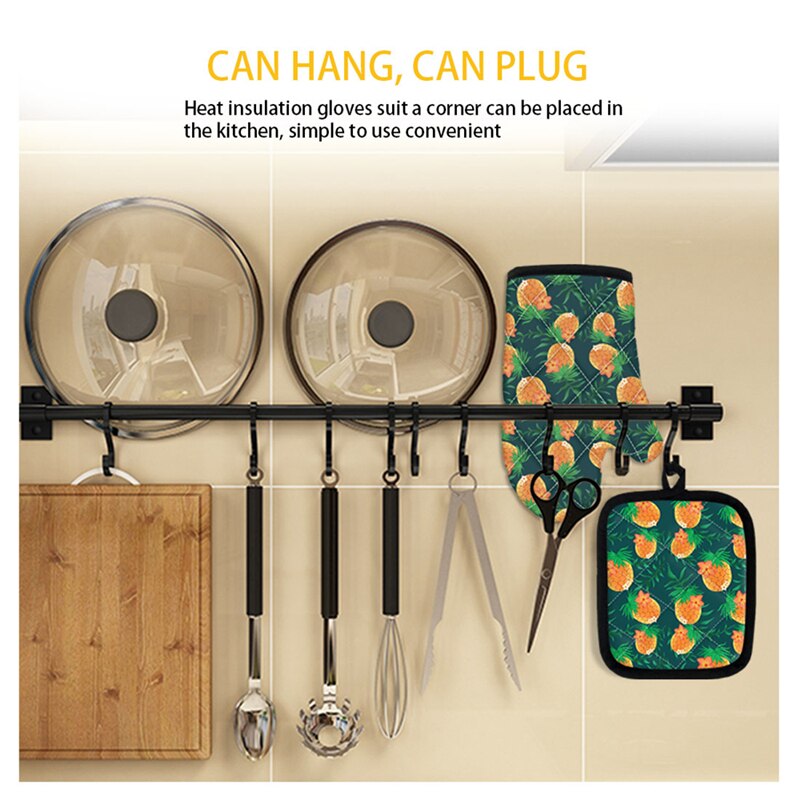 Golden Sunflowers Oven Mitts and Pot Holders Insulated Gloves for Cooking BBQ Baking Grilling Floral Style Kitchen Accessories