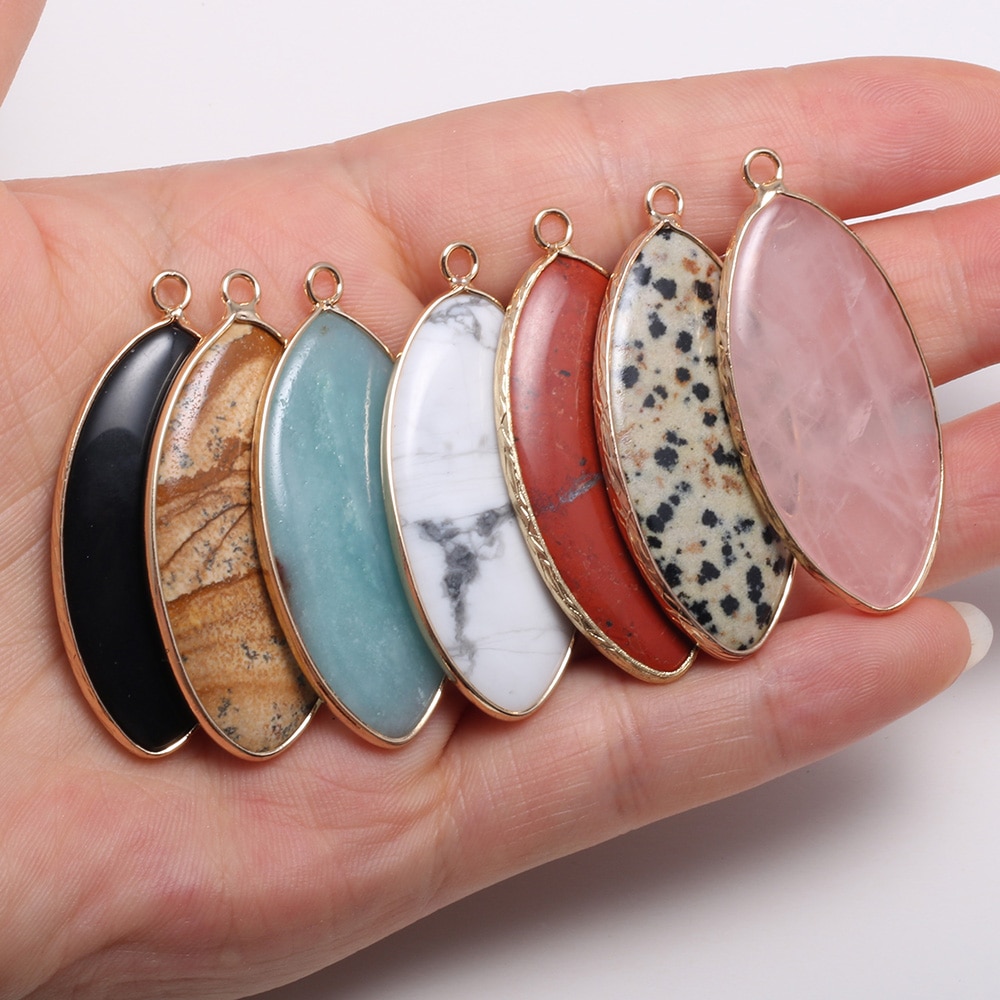 Natural Stone Agates Pendants Horse Eye Shape exquisite Charm for Jewelry Making Diy earring necklace Bracelet accessories