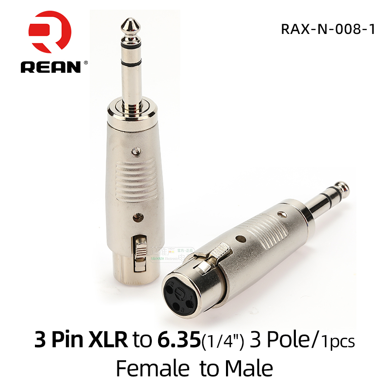 NEUTRIK's REAN Audio Video Conversion Adapter XLR to XLR, XLR to RCA, XLR to 6.35, 6.35 to RCA Female, 6.35 Female, 6.35 to 3.5: Yellow / 0.8m