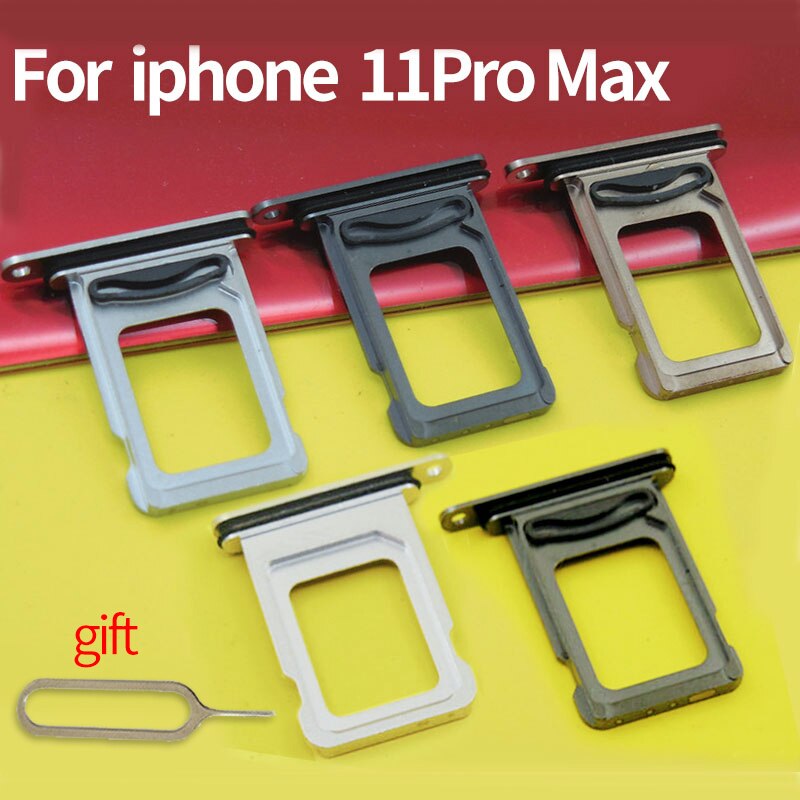 Original Single/Dual Sim Card Tray Slot Holder For iPhone 11 Pro max Reader Connector Slot Tray Holder With Waterproof Ring