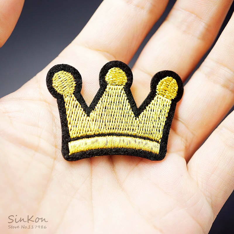 Crown Size:3.5X4.7 Cm Iron On Patch Naaien Op Geborduurde Applique Stof Voor Jas Badge Kleding Stickers