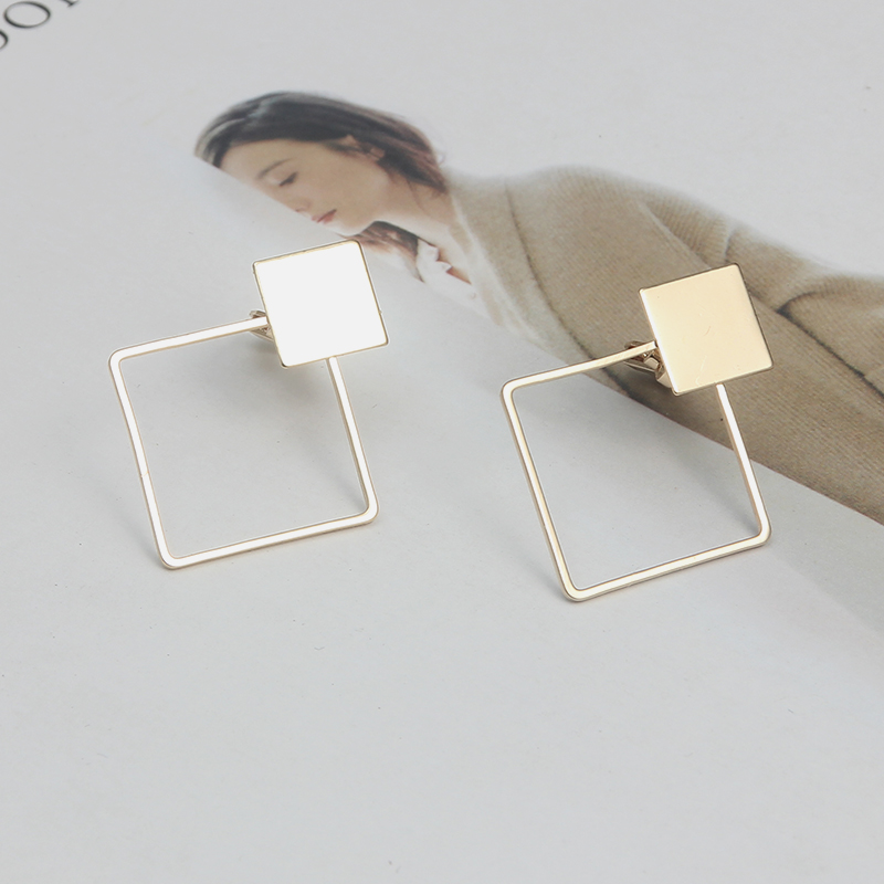 SUKI Korea Style Triangle Clip on Earrings Without Piercing for Girls Party Cute Colorful Joint No Hole Ear Clip