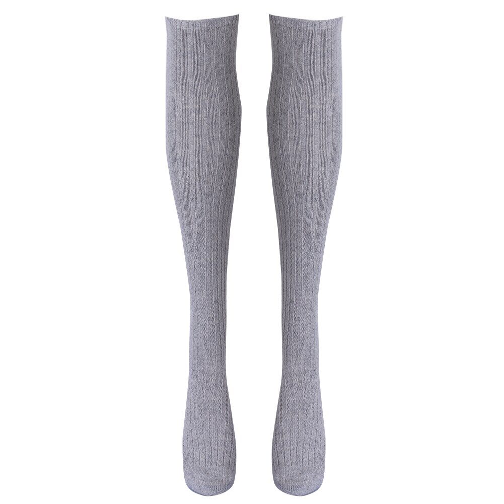 Medias largas y gruesas de algodón para mujer, mallas de lana suave tejidas por encima de la rodilla, largas, hasta el muslo, color negro, invierno, novedad: Gris
