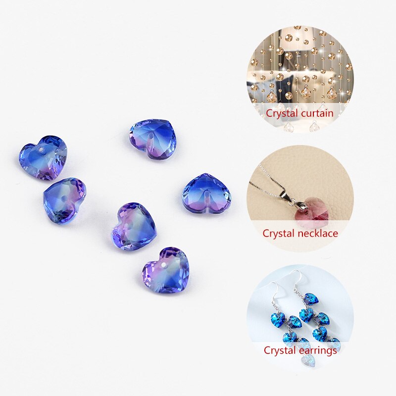 10mm hartvormige hangers met puntige strass-steentjes van glas en kristal, losse kralen voor oorbellen, trouwjurken en kleding