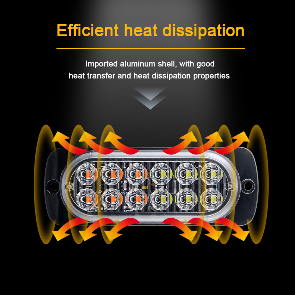 12 led-varsellys for bil, nødlys for havari, bil, lastebil, tilhenger, rotorlykt, led-sidelys, gult, 12v stk. for biltilbehør
